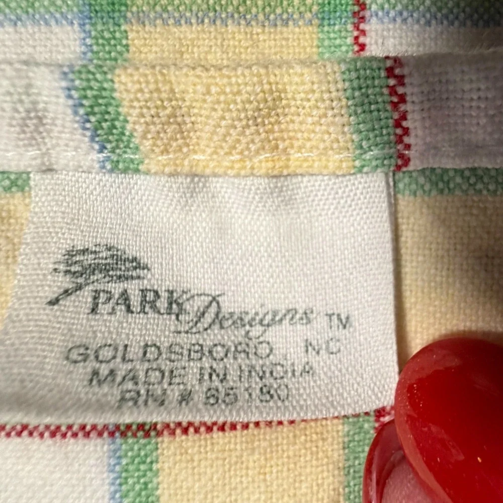 4 Park Designs Plaid Kitchen Tea Towels Yellow Green Blue Cotton Farmhouse India